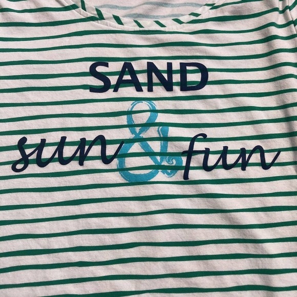 Zenergy by Chicos Shirt Womens‎ Size Medium Striped Sand Sun And Fun Tee - Picture 2 of 11